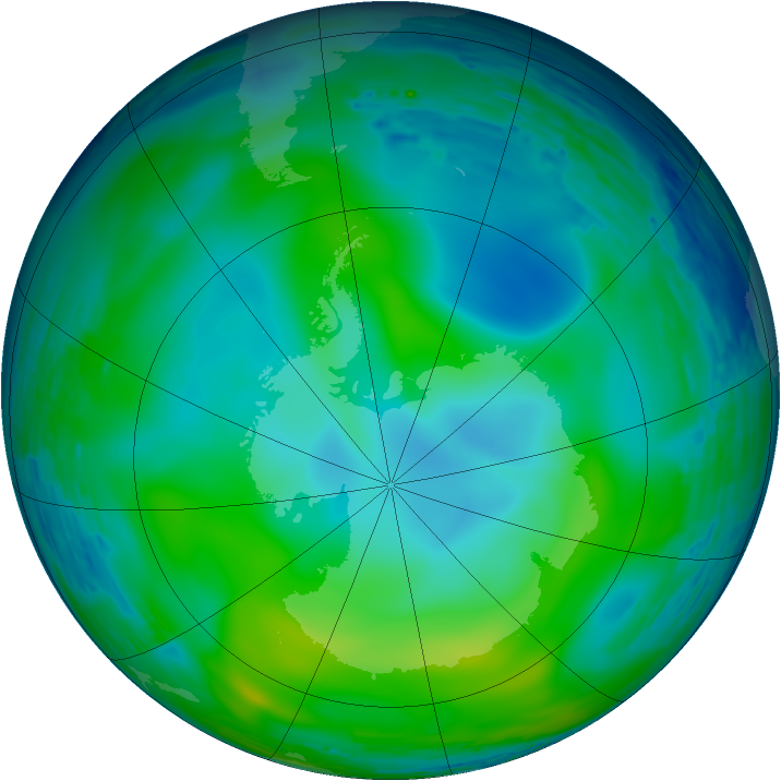Antarctic ozone map for 04 June 1993